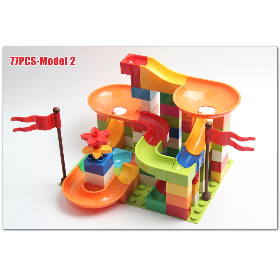 777 Pcs Marble Race Run Big Block Compatible Kota Blok Bangunan Corong Slide Blok DIY Batu Bata Besar Mainan Untuk Anak Hadiah