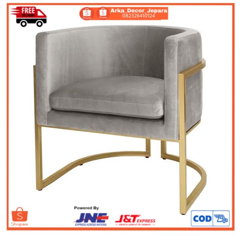 Kursi sofa U kaki besi.