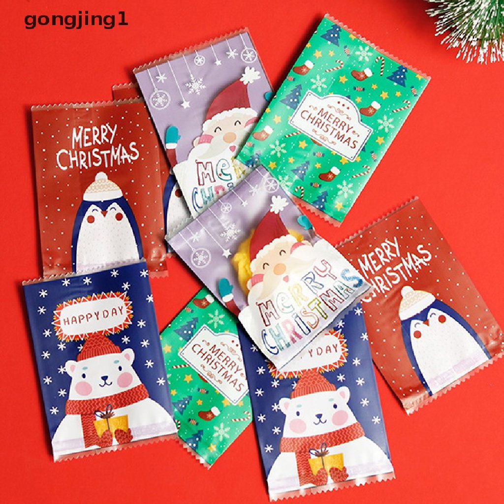 Ggg 100pcs Santa Cookie Hot Seal Bags Untuk Kemasan Biskuit Permen Nougat Handmade ID