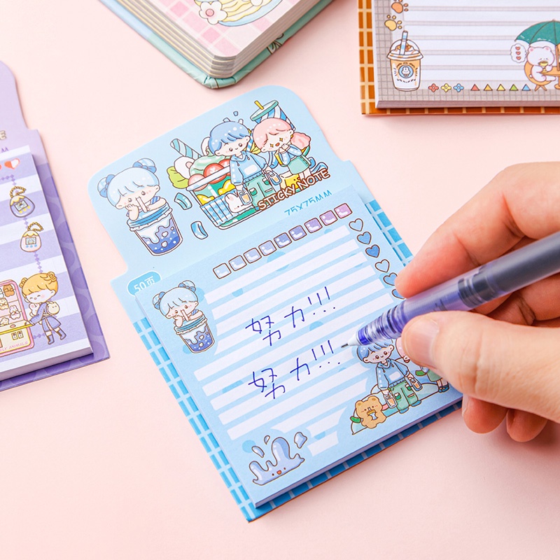 50lembar Kartun lovely Sticky Notepad Dapat Di Sobek DIY Untuk Anak Perempuan Remaja