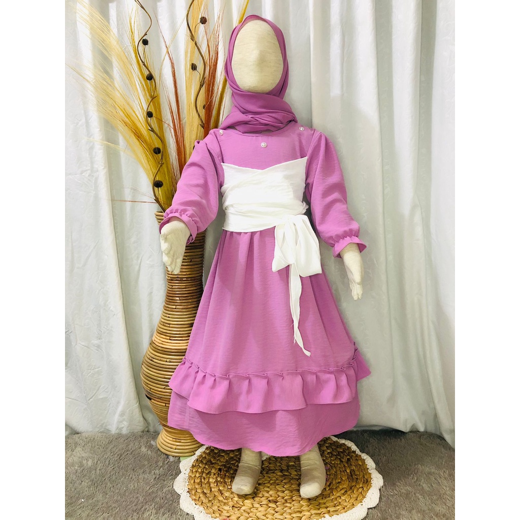 Gamis Lesti bahan cringkel  anak perempuan usia 1 sampai 10 tahun