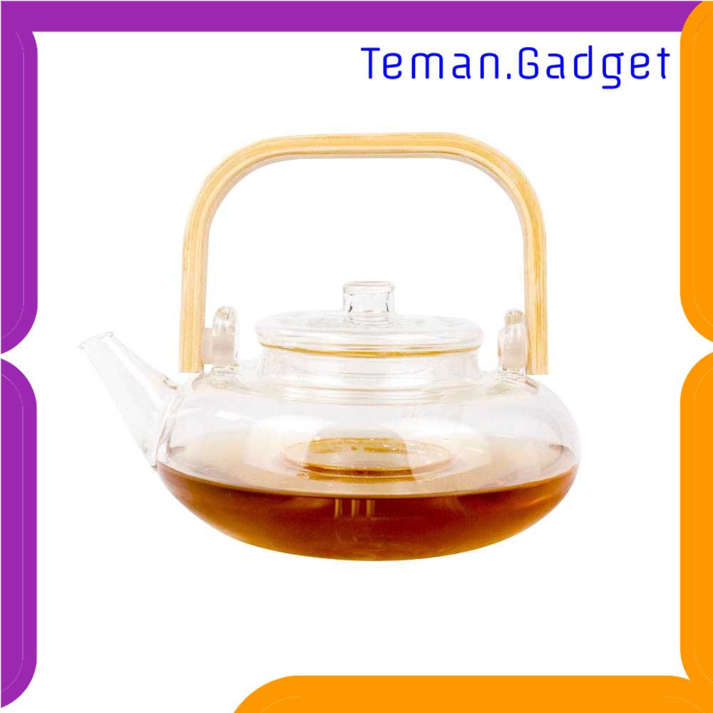 TG - DPR One Two Cups Teko Pitcher Gagang Kayu Glass Teapot Japanese Style - 8CV101