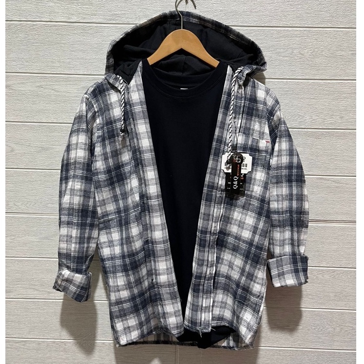 Kemeja Pria Flanel Hoodie /Kemeja Flanel Hoodie Pria/Kemeja Hoodie Kotak-Kotak Pria