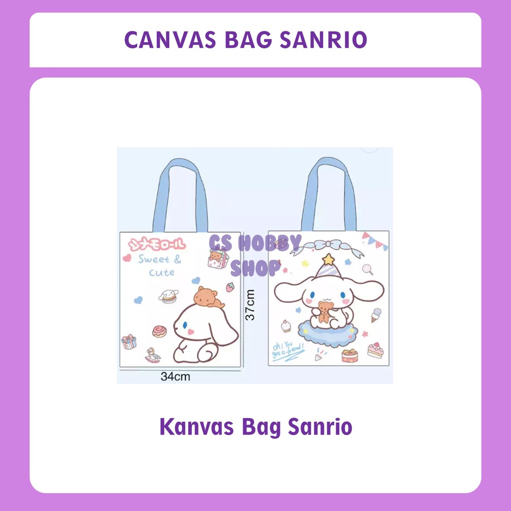 Tas Sanrio bahan Kanvas Motif Sanrio Cinnamoroll