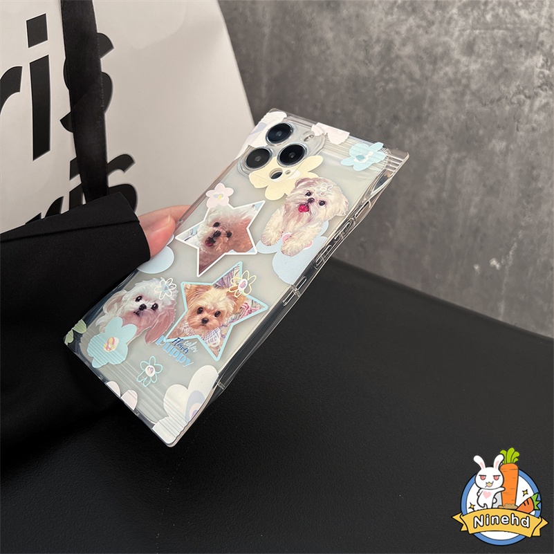 IPHONE Casing Kompatibel Untuk Iphone14 13 12 11 Pro Max X Xr Xs Max8 7 6 6s Plus SE Ins Gaya Cute Puppy Candy Bag Phone Case Shockproof Transparan Silikon Soft Case Cover Pelindung