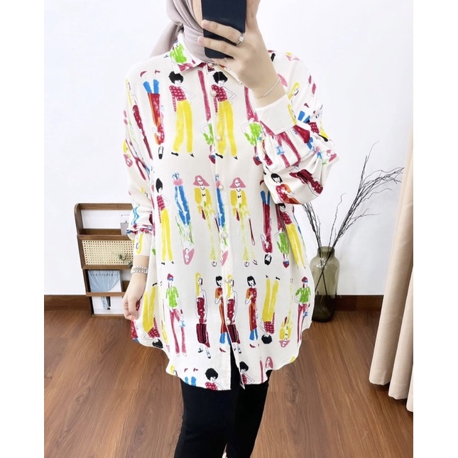 GIRL PATTERN OVERSIZE | KEMEJA OVERSIZE WANITA