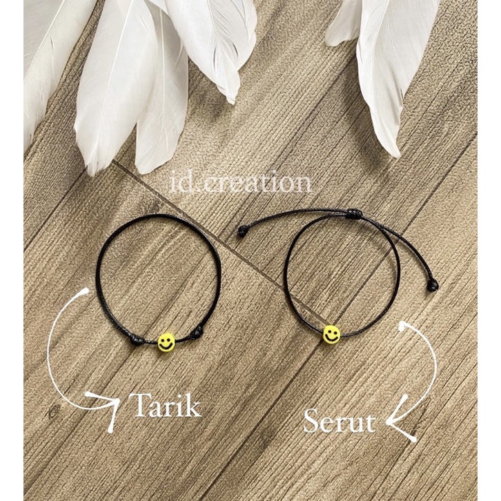 Gelang Manik Smile Tali Korea 1mm Hitam Beads Bracelet Murah