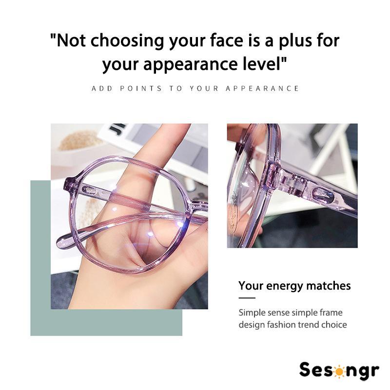 COD Kacamata Anti-radiasi Lensa Bening Gradien Transparan/Bingkai Hitam Anti Cahaya Biru Kacamata Lensa Bening untuk Wanita Kacamata Retro