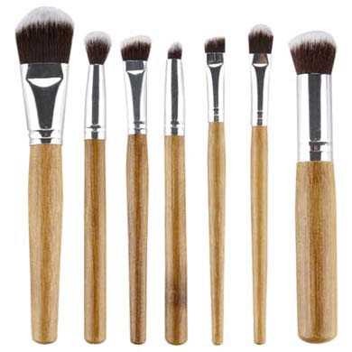 MI SHOPINN - Kuas Make Up 7 PCS Bamboo Set Lengkap 1 Paket Brush Makeup Kosmetik Kit Aplikator Bedak