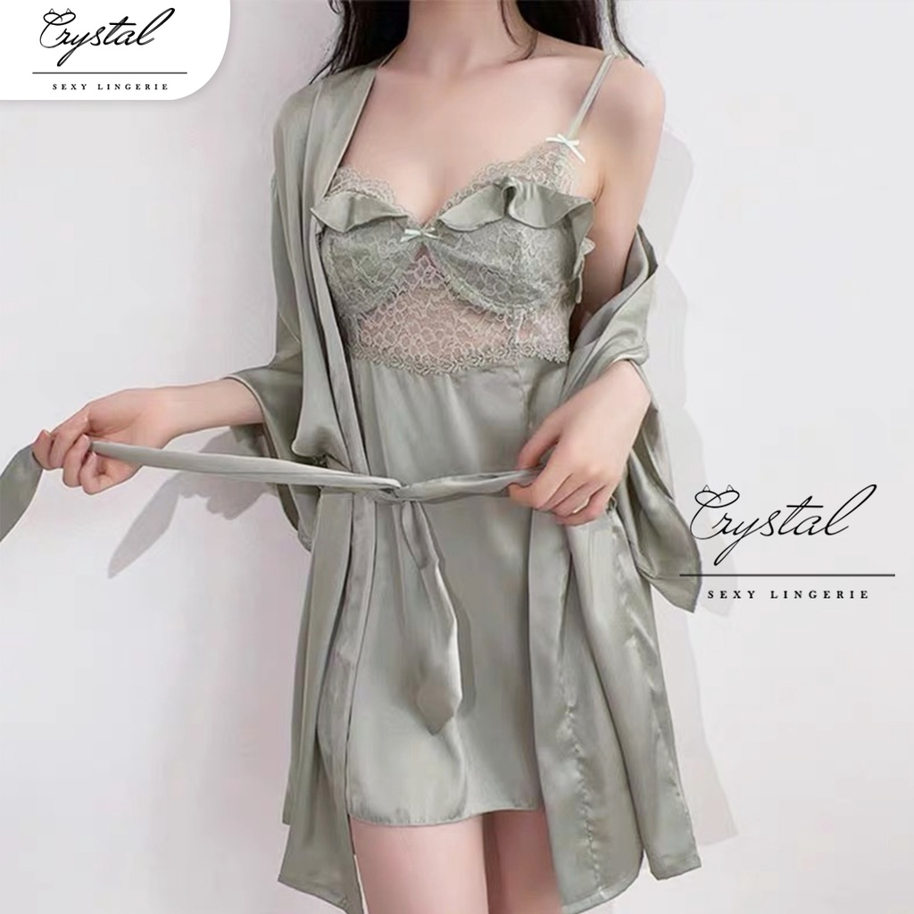 Sexy lingerie kimono 2in1 baju tidur sexy wanita /Sexy lingerie dress satin 257