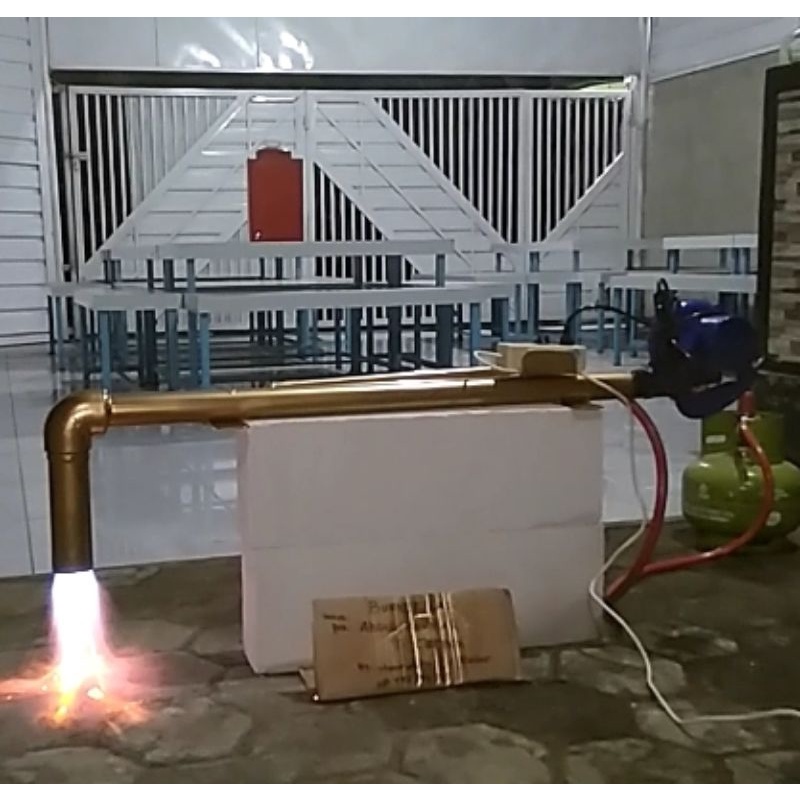 jet burner gas api tembak bawah pengolahan logam