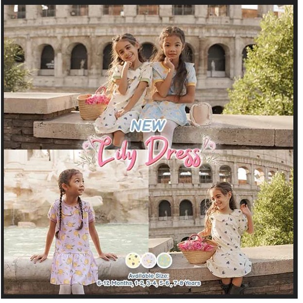 Libby Lily Dress Gaun Terusan Rok Baju Anak Bayi Perempuan 3 - 7 tahun