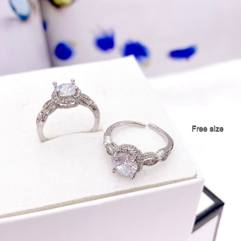 Cincin Zircon Premium Lapis emas Mirip emas asli kilau anti karat Premium Quality c09