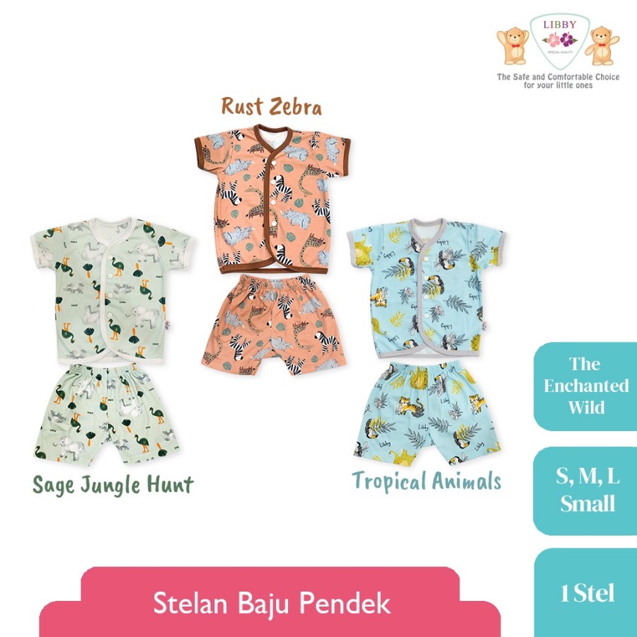 LIBBY SETELAN BAJU PENDEK KANCING DEPAN MOTIF THE ENCHANTED WILD