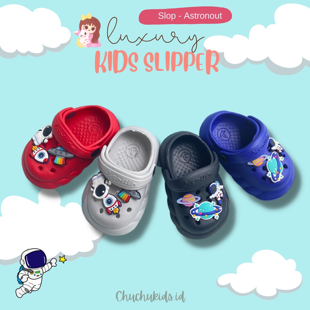 Sandal Anak laki laki model ASTRONOT, sepatu sandal karet bakpau roket astronout empuk ringan, sandal selop slop anak laki laki size besar