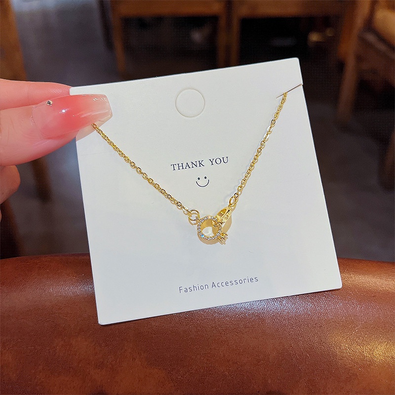 XiaoboACC Korea Fashion Wanita Kalung Liontin Bulat Peri Baja Titanium Klavikula Choker Leher Rantai Perhiasan Hadiah - 40CM+6CM