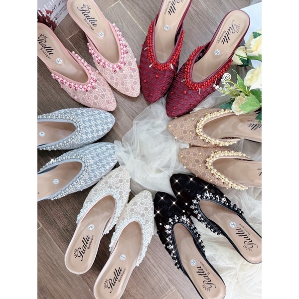 Termurah!!!! COD Hells kaca 7cm brukat mewah/ hells weding brukat, Sepatu brukat, sepatu hak wanita, Wedding shoes , sepatu pengantin