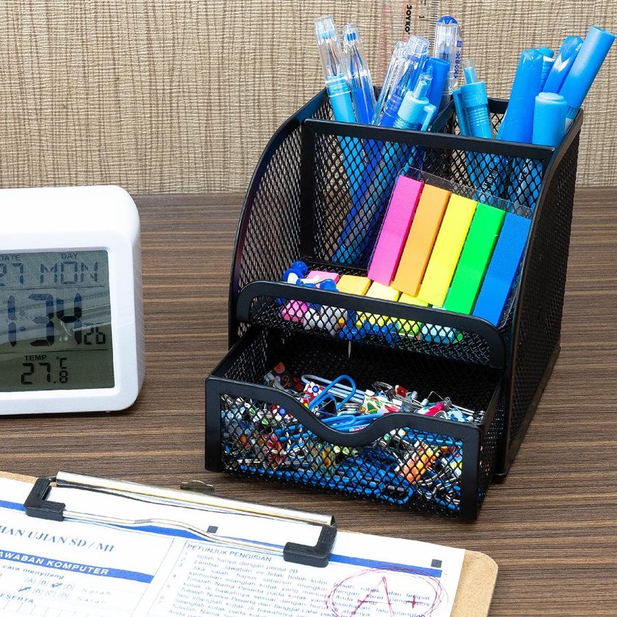

Miliki!! Desk Set Pen Holder Tempat Alat Tulis Jaring Jala Joyko DS-18