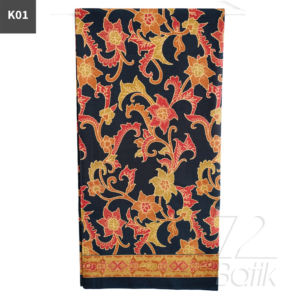 KAIN BATIK PREMIUM Bahan Katun Motif Kembang Anggrek Warna Hitam 722211 Cap 72 Jarik Jarit Samping Kebat Panjang Batik Katun Modern Premium Bahan Seragam Batik Pernikahan Kantor Keluarga Murah Kamen Jadi Batik Bali Lembaran