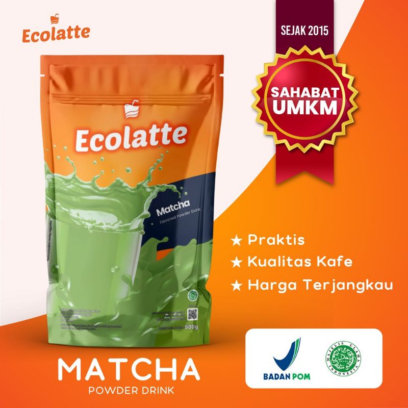 [1 KG] ECOLATTE MATCHA 1 KG Powder Drink Bubuk Minuman Rasa Matcha