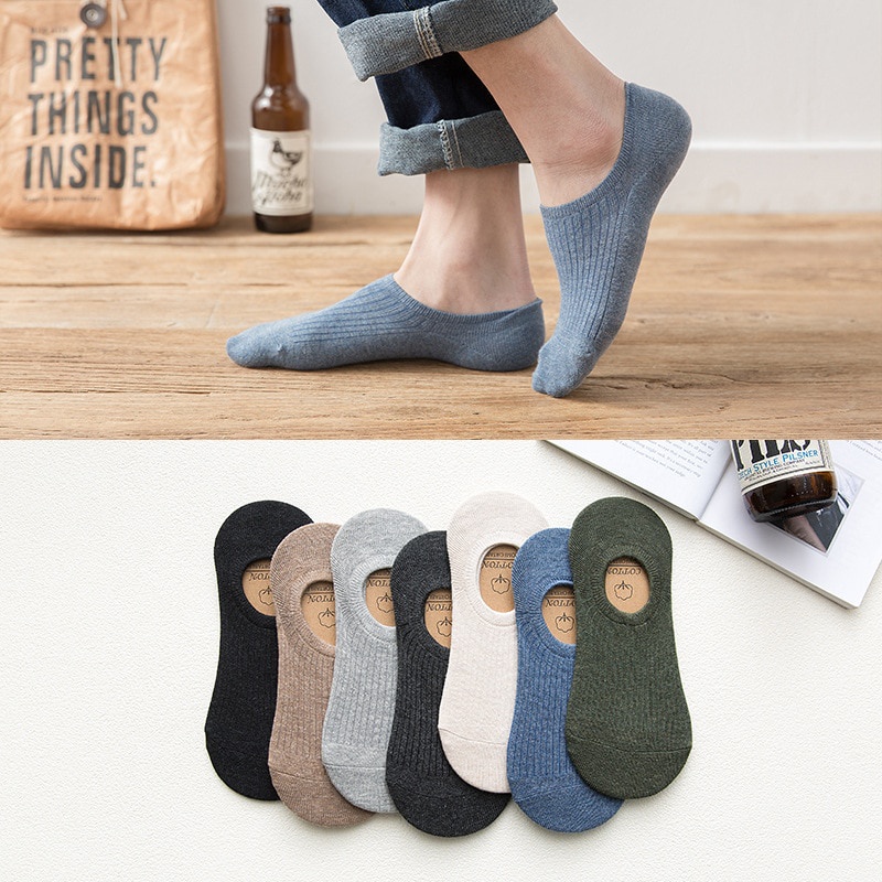 Yamata Kaos Kaki Kaus Kaki Unisex Tidak Terlihat No Look Pria Wanita Katun Non-slip  Musim Semi Musim Panas Warna Solid Bisnis Kaus Kaki Rendah Sandal