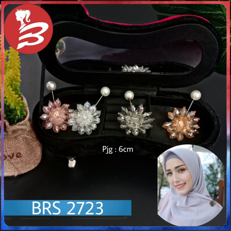 Swarovski | Bros Bunga | Bros Cantik Mewah Elegan | Bros Silver | Tuspin Swarovski Isi 6 | BDT
