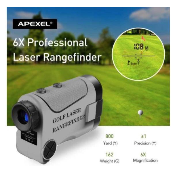 Teropong Golf Hunting Militer Jarak Laser Rangefinder 1200M 6X Keker