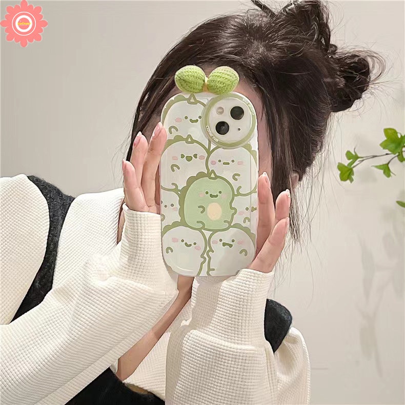 Lovely Dinosaurus Lucu 3D Bow-knot Hias Case Vivo Y22 Y12 Y16 Y21 Y15 Y17 Y91 Y91C Y20 Y15s Y21s Y12i Y35 Y33S Y11 Y11s Y01 Y30 Y21A Y33T Y20i Y15A Y95 Y51 Y50 Y21T Soft Case