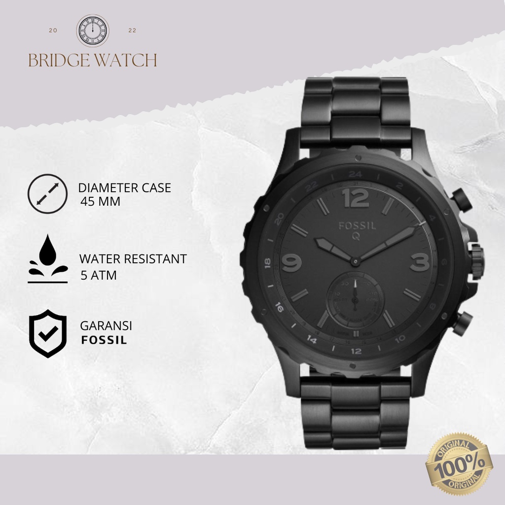 Jam Tangan Pria Fossil Hybrid Smartwatch Hitam Mewah Original FTW1115