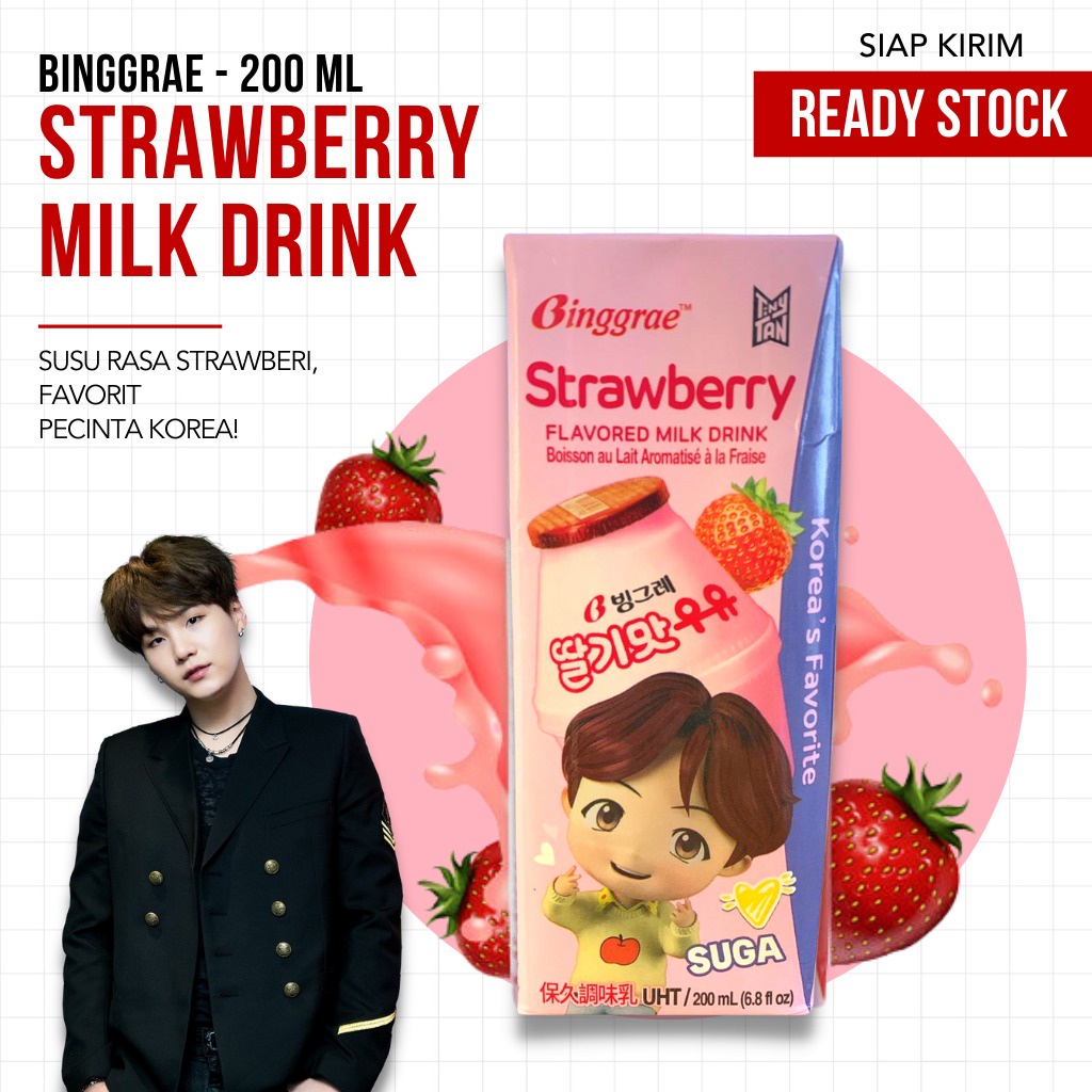 

Strawberry Milk Drink / Susu Rasa Stroberi - Binggrae 200 ml