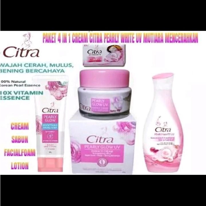 [MURAH] Paket 4in1 Cream Citra Hazeline Pearly White UV Essence 40g + Facial Foam