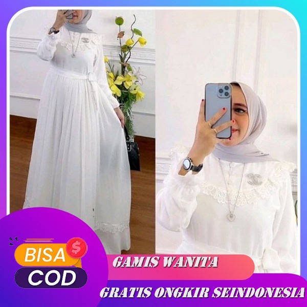 Layla Dress Cringkle Premium Mix Bordir Baju Gaun Kondangan Wanita Terbaru Dress Bordir Jumbo Model 