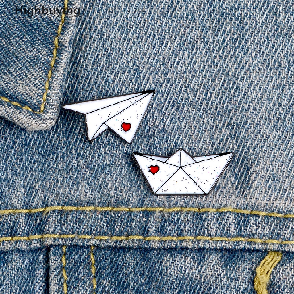 Hbid Pesawat Kertas Perahu Enamel Pin Cinta Bros Kerah Pin Baju Tas Pesawat Feri Lencana Mini Perhiasan Hadiah Glory