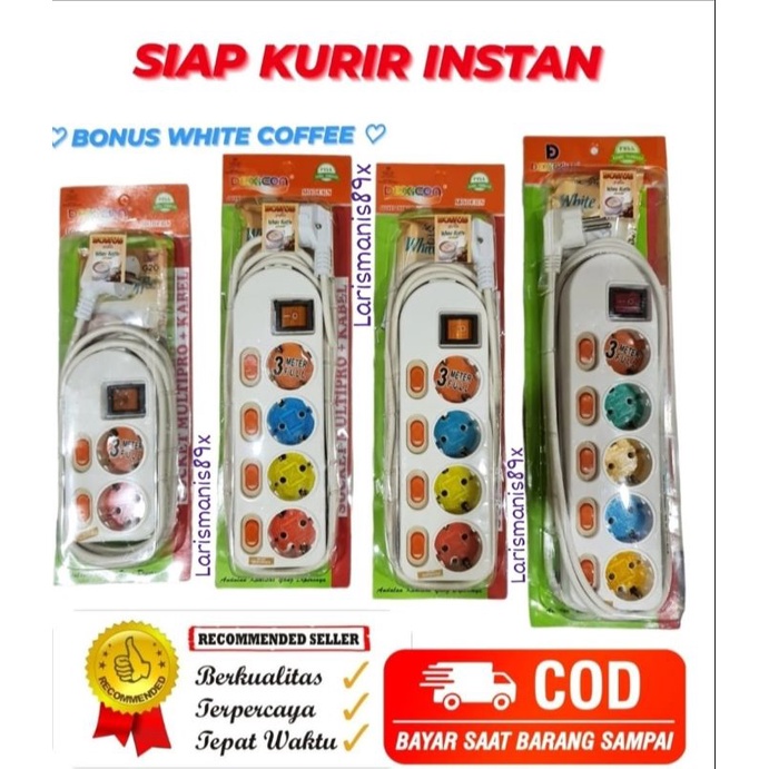 Stop kontak arde multipro/stop kontak 3 lubang+ kabel 5 meter multipro/colokan listrik/