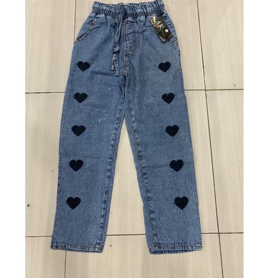 [B-M1M[☎] NEW ARRIVAL BISA COD BOYFRIEND ANAK PEREMPUAN LOVE CELANA LOVE JEANS ANAK UMUR 8-14THN ter