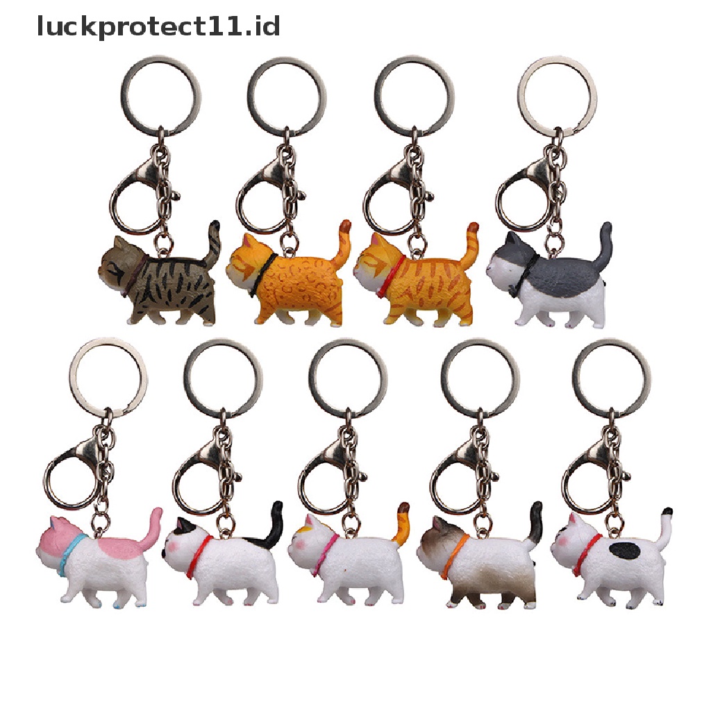 /Fashion Hot// Fashion// Cincin Kunci Liontin Kucing Kartun Lucu Kitten Cat Key Chain Shake Head Bag Keychains.