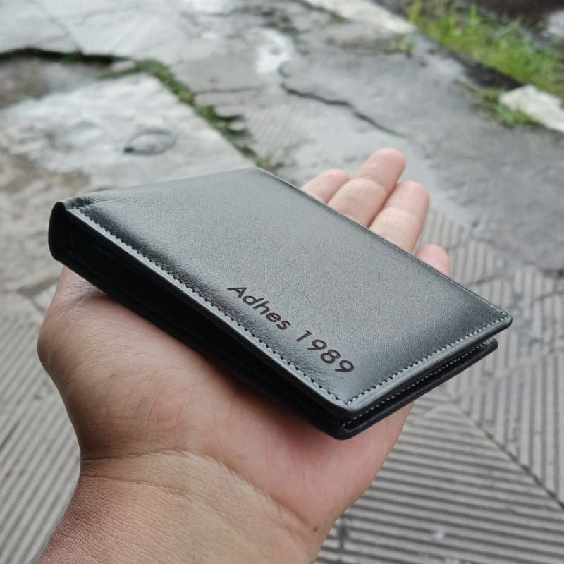 Dompet Pria Lipat Mini Slim Wallet Original 100% Kulit Sapi Asli