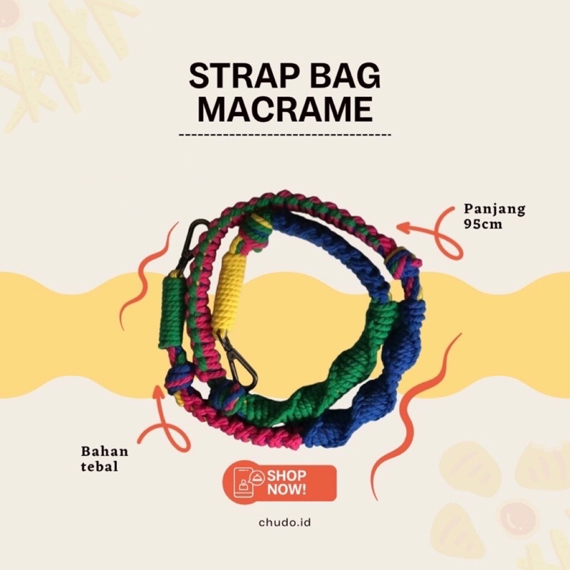 [TERMURAH] TALI TAS MACRAME - STRAP BAG MACRAME BISA CUSTOM - READY STOK
