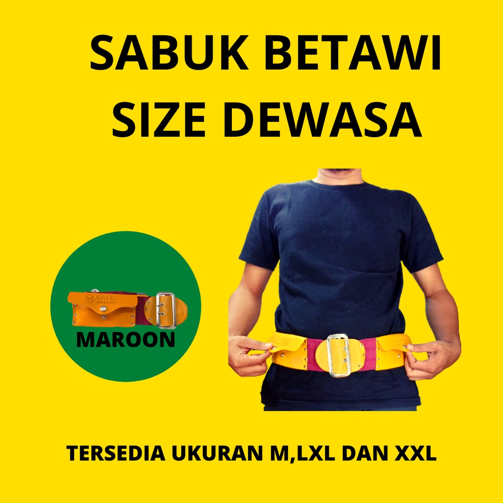SABUK BETAWI MAROON MARUN I IKAT PINGGANG BETAWI I SABUK HAJI