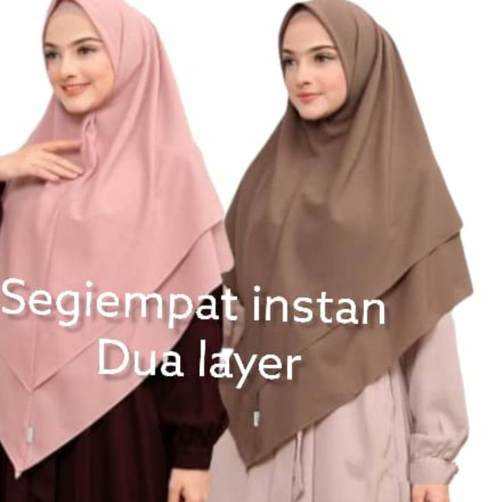 ➻➶✱✼ Khimar Segi Empat Instan Syar'i Tanpa Pet Non Pad 2 Layer Diamond Crepe Instant Terkini
