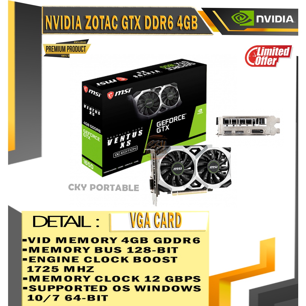 NVIDIA ZOTAC GTX 1650 4GB DDR6 4GB XS OC SUPER TWIN