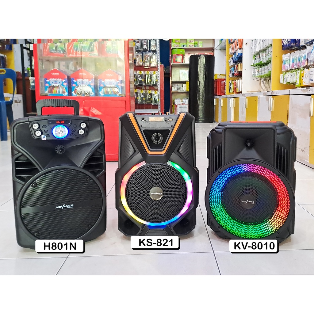 Speaker Bluetooth Advance 8 Inch H801N + Microphone Wireless KS-821 KV-8010