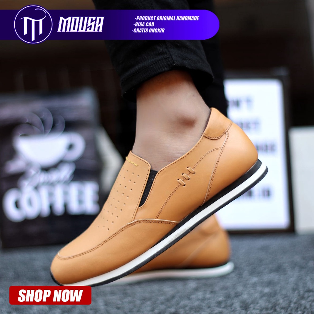 Sepatu Sneakers Pria Casual Kulit Asli Mousa Broli