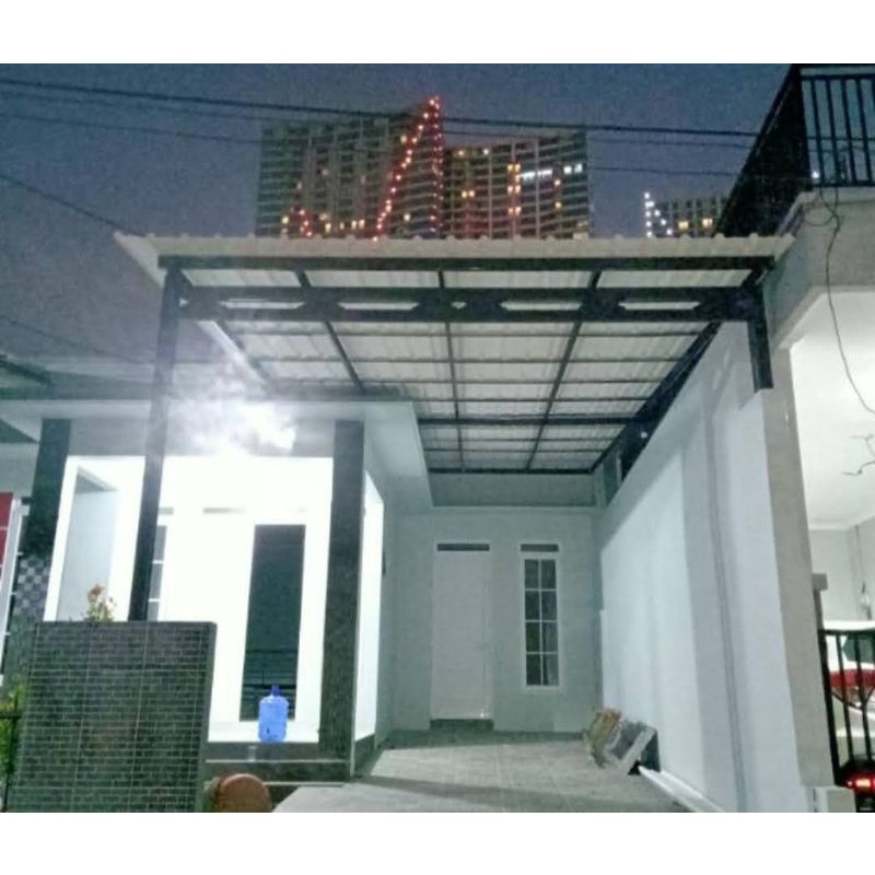 kanopi baja ringan atap alderon RS singgle tiang Doble terpasang