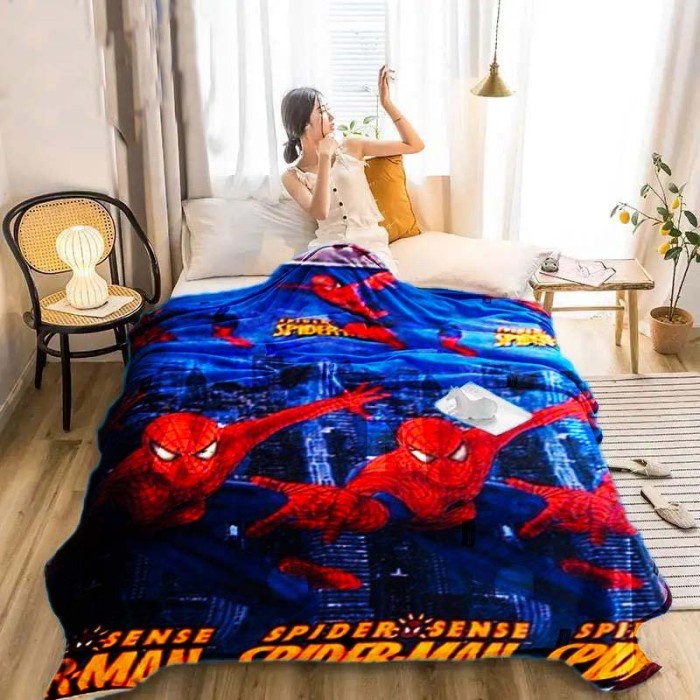 Selimut Bulu Bayi Baby Bulu Halus Motif Badut Anak 100x140 Termurah SPIDERMAN K7S8 Berkualitas Big S