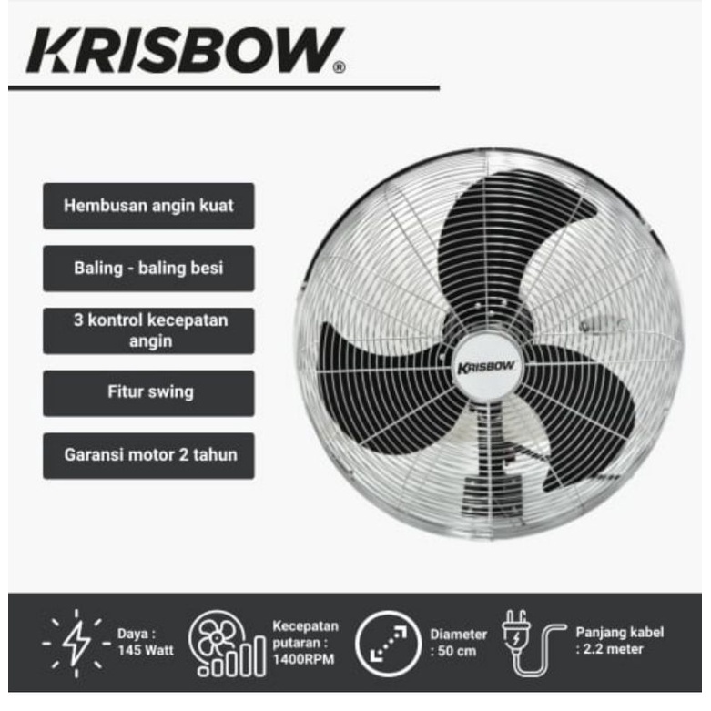 Krisbow 20 Inci Kipas Angin Dinding Industrial 50t-w