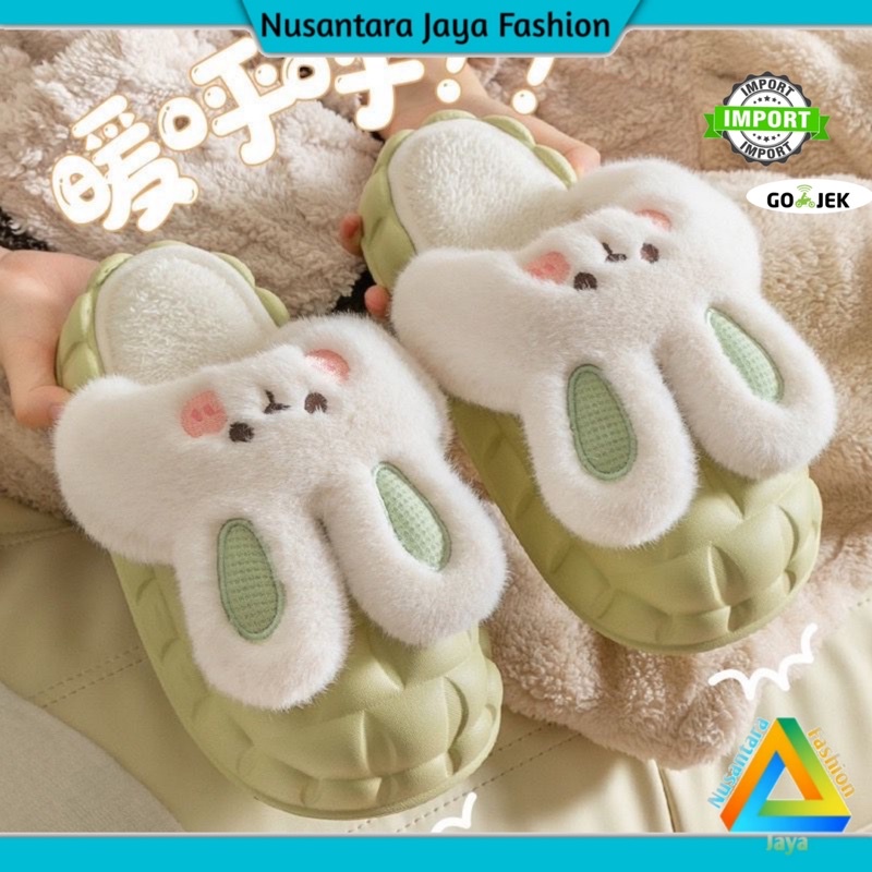 Sandal Wanita Home Style Kekinian Rabit Bulu Halus BLC 8826-A