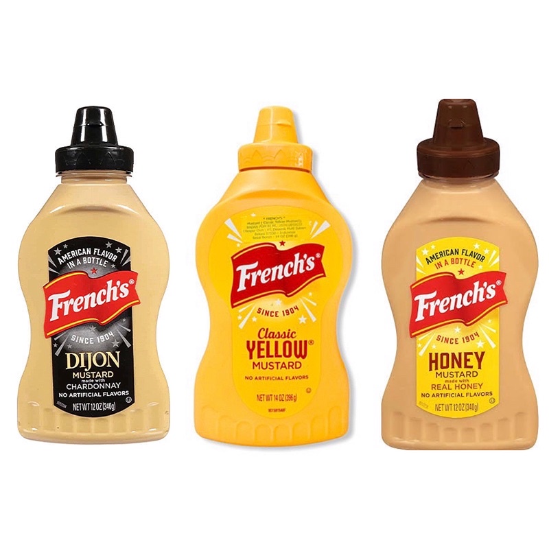 

French's Dijon Mustard with Chardonnay Mustard / French's Classic Yellow Mustard / French's / Dijon / Mustard / with / Chardonnay / real / honey / Frenchs / Classic / Yellow