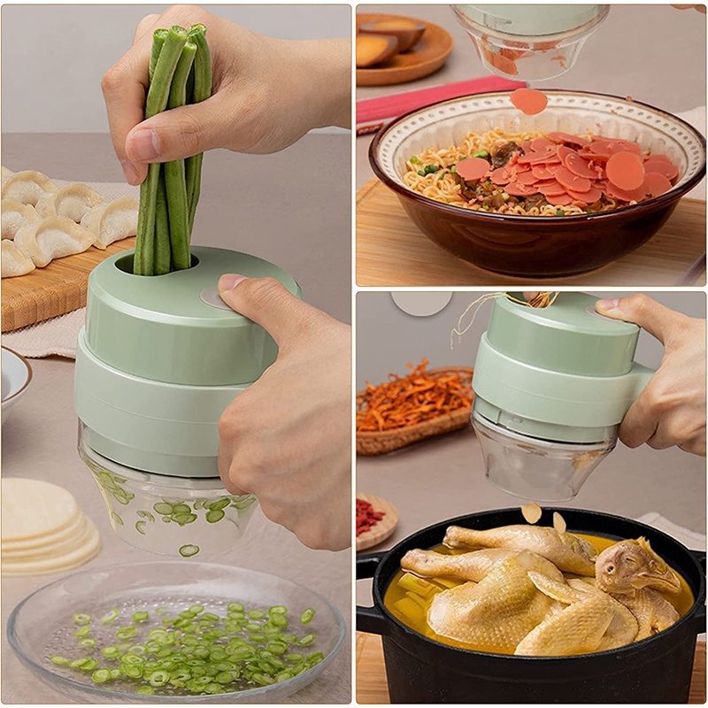 【COD】4 In1 Wireless Dynamic Blender/Electric Vegetable Cutting Tools Mini Food Chopper/ Kitchen Garlic Paste Artifact Garlic Minced