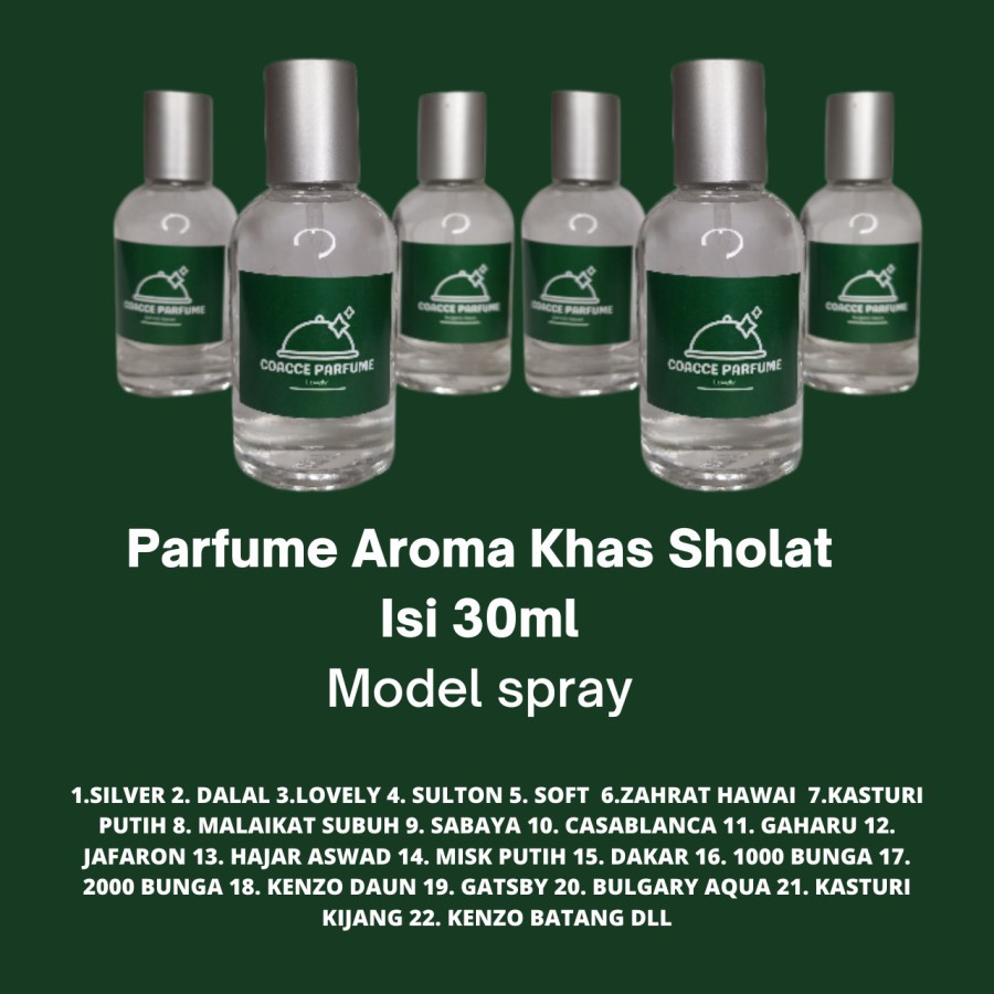 MINYAK WANGI SHOLAT NON ALKOHOL SPRAY 3OML DAN 7ML ROLL ON I PARFUM SPRAY BOTOL 30ML